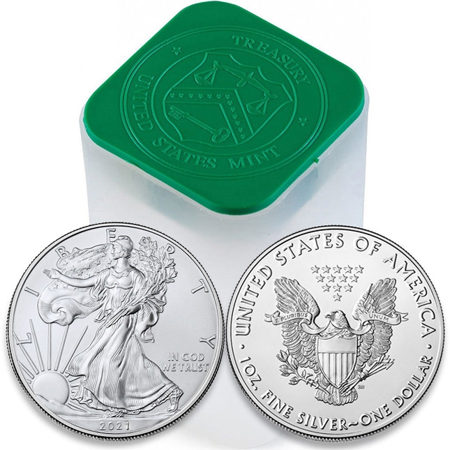 Buy the 2021 American Silver Eagle 20-Coin Roll/Tube | Monument