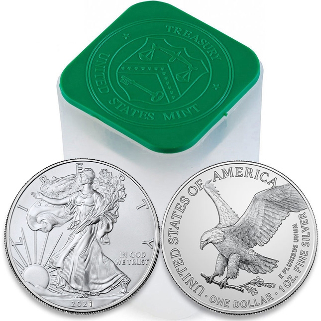 Buy the 2021 American Silver Eagle Type 2 20-Coin Roll/Tube