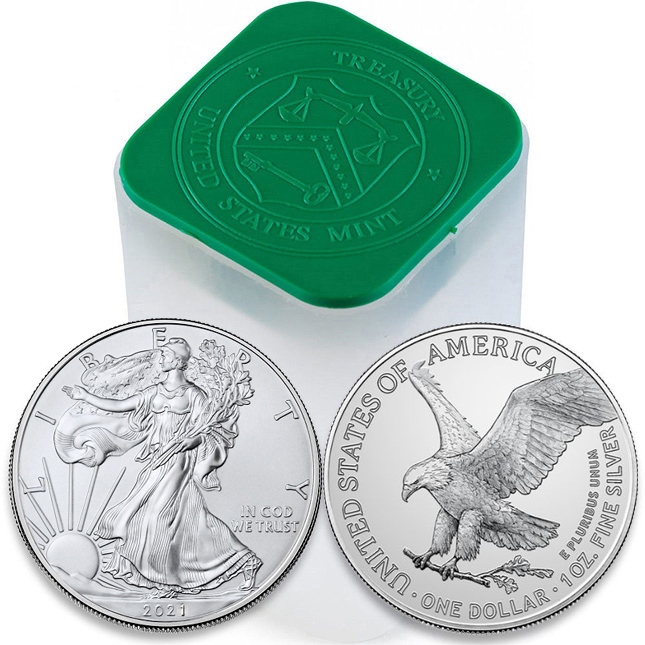 Buy 1 Oz American Silver Eagle Coins BU Roll/Tube (Dates of Our Choice) Monument Metals