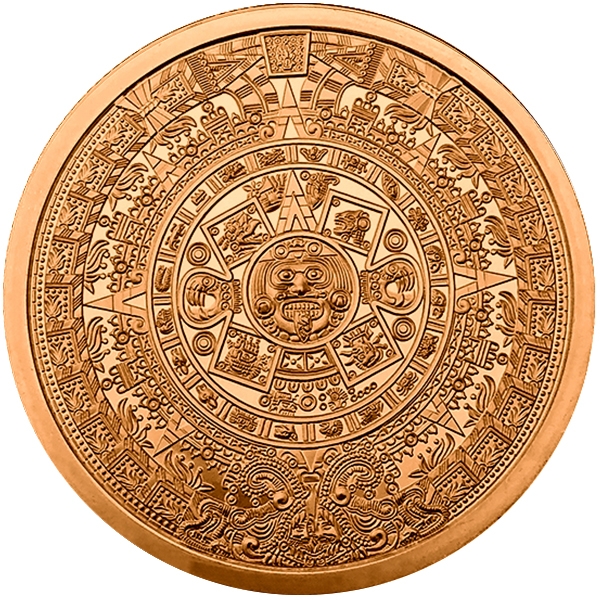 Buy 5 oz Copper Round Aztec Calendar (BU) Monument Metals