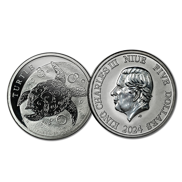 Buy The 2024 Niue 2 Oz Silver 5 Hawksbill Turtle BU Monument   Cs600x600 0001 2024 2oz Silver Turtle Together Shadow 