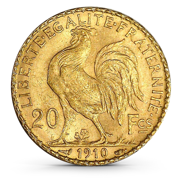French 20 Franc Gold, Rooster/Napoleon Gold Coins for Sale