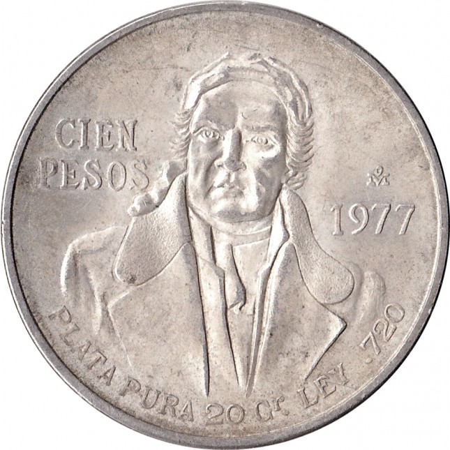 1977-1979 Mexico Silver 100 Pesos Avg Circ (ASW .643)