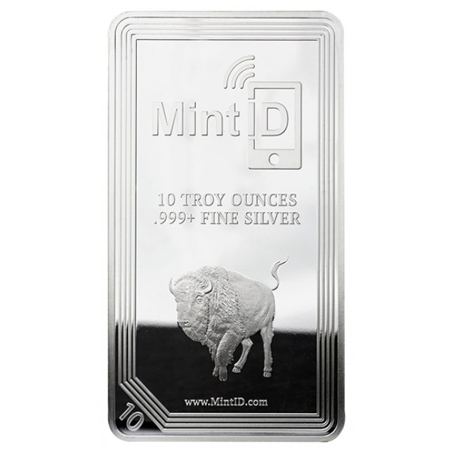 MintID 10 oz Silver Buffalo Bar (BU, AES-128 Encrypted)
