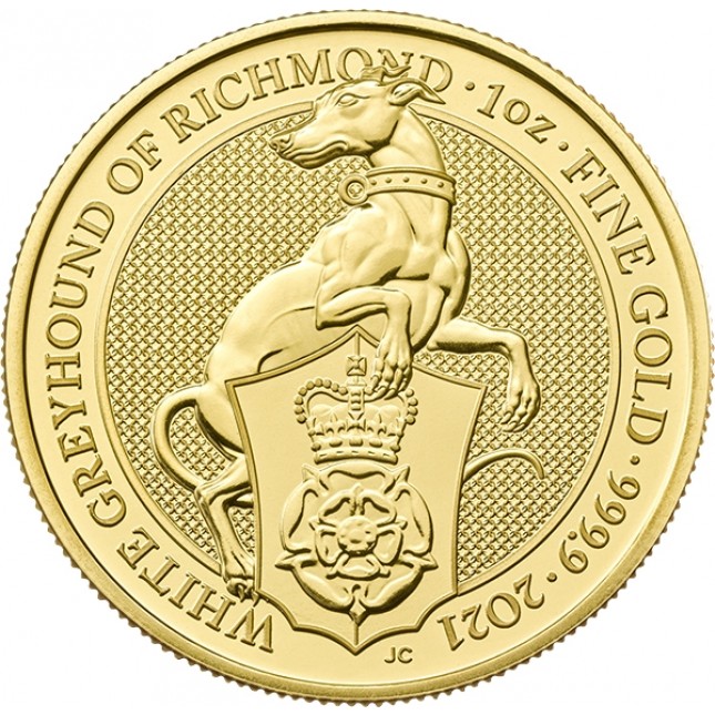 2021 UK 1 Oz Gold The White Greyhound of Richmond BU (Queen's Beasts Series)