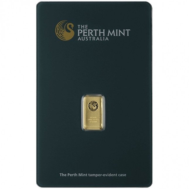 1 Gram Perth .9999 Fine Gold Bar (In Assay) Front