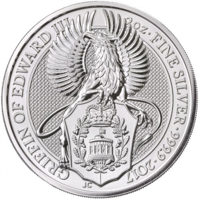2017 UK 2 Oz Silver The Griffin of Edward III BU (Queen's Beasts Series)