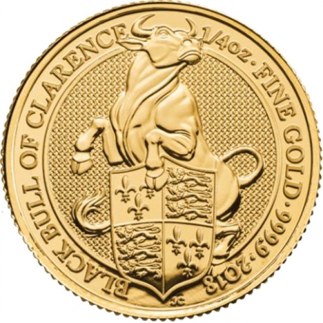 2018 UK 1/4 Oz Gold Black Bull of Clarence BU (Queen's Beasts Series)