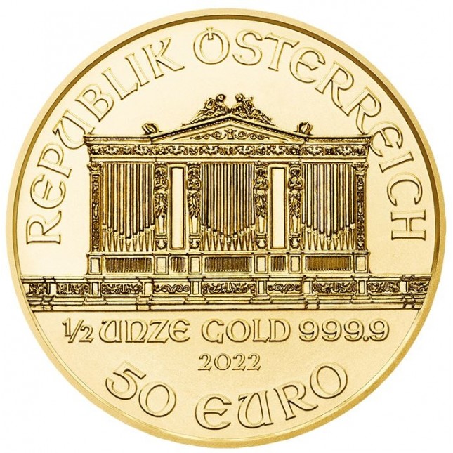2022 Austria 1/2 Oz Gold Philharmonic 