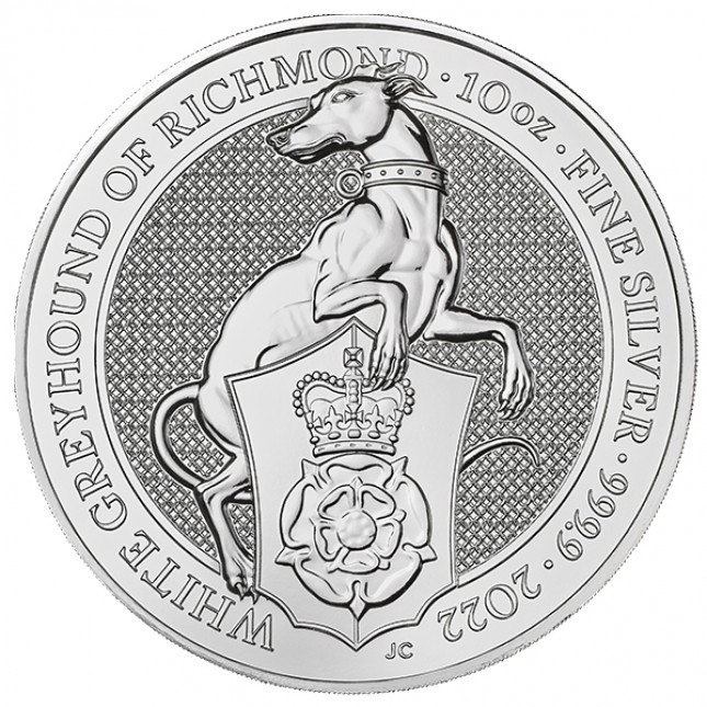 2022 UK 10 Oz Silver The White Greyhound of Richmond BU (Queen's Beasts Series)
