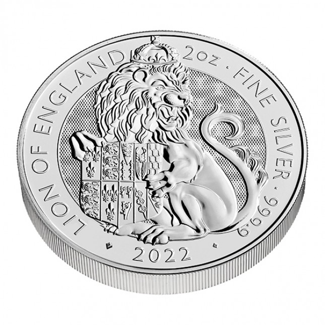 2022 UK 2 Oz Silver Tudor Beasts Lion of England (BU)