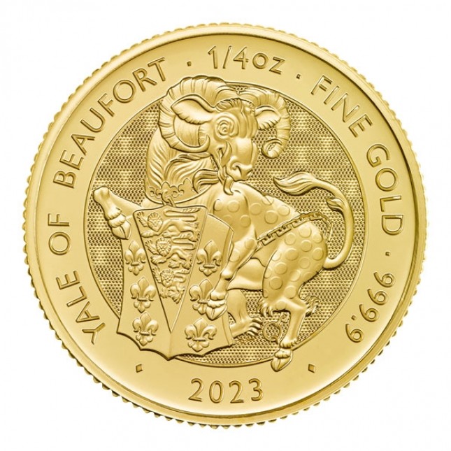 2023 UK 1/4 Oz Gold Royal Tudor Beasts Yale Of Beaufort (BU)