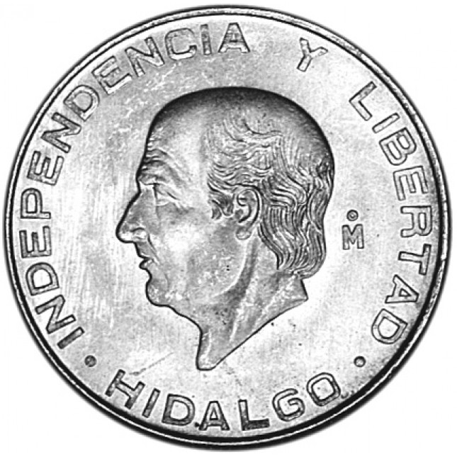 1955-1957 Mexico Silver 5 Pesos Hidalgo Avg Circ (ASW .4179 oz)