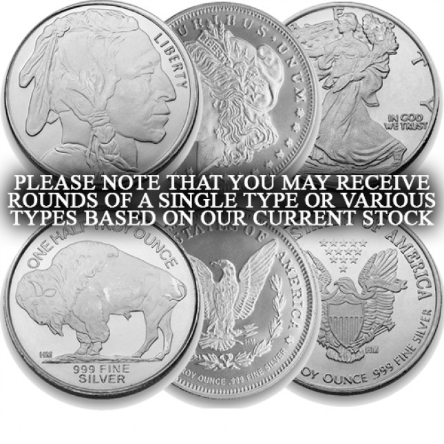 1/2 Oz .999 Silver Round (Secondary Market, Varied Condition, Any Mint)