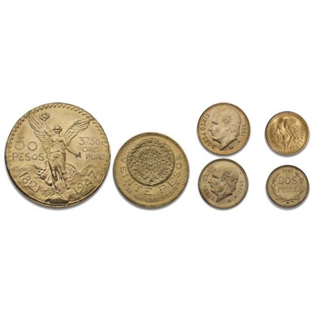 Mexican Gold Peso 6 Coin Bundle