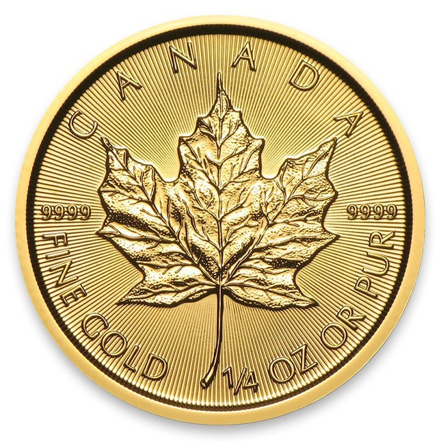 1/4 Oz Gold Canada Maple Leaf Reverse