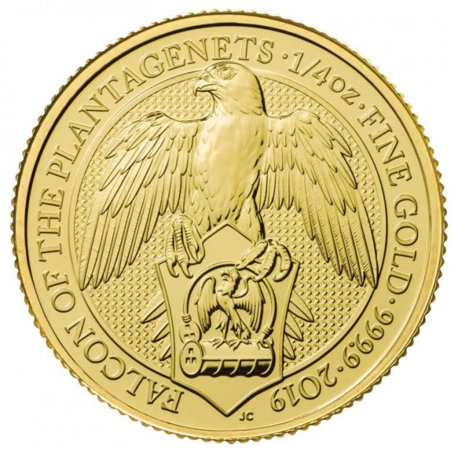 2019 UK 1/4 Oz Gold The Falcon Of Plantagenets BU (Queen's Beasts Series)