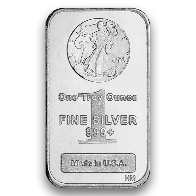 Highland Mint (HM) 1 Oz Walking Liberty .999 Fine Silver Bar Front