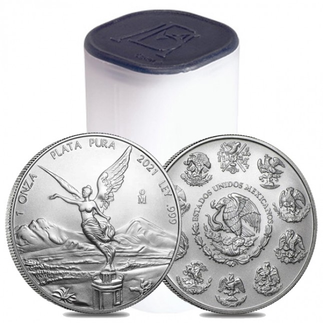 2021 1 Oz Mexican Silver Libertad Coin (BU) - Roll/Tube of 25 Coins