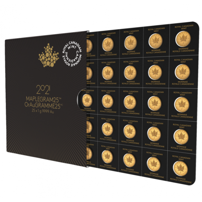 2021 Canada 25 Gram Gold Maplegram