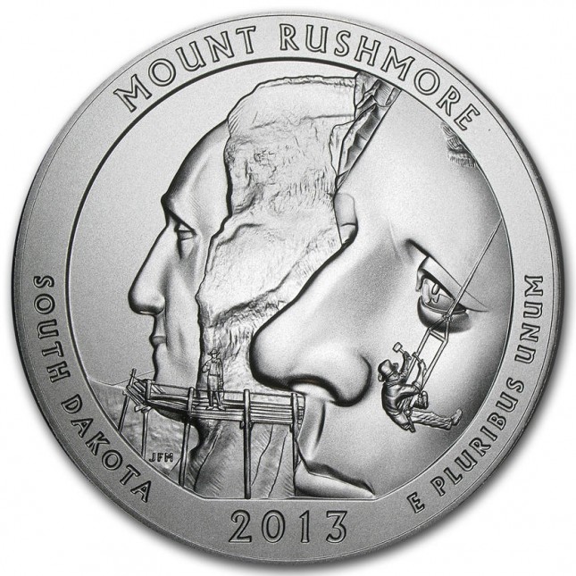 2013-P Mount Rushmore 5 Oz American Silver ATB (w/Box & COA)