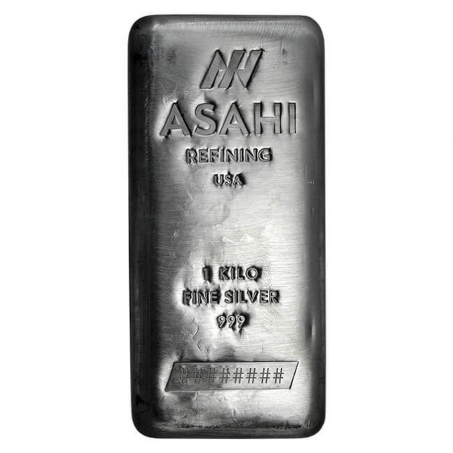 Asahi 1 Kilo Silver Bar Front