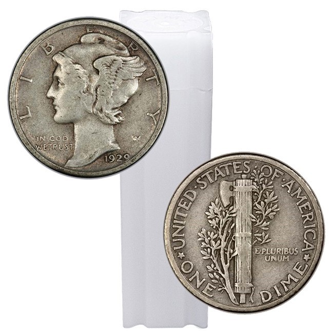 Roll/Tube of 90% Silver Mercury Dimes - $5 Face Value