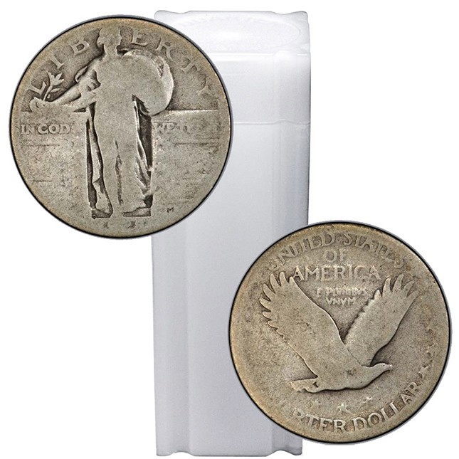 Tube of 90% Silver Standing Liberty Quarters - $10 Face Value