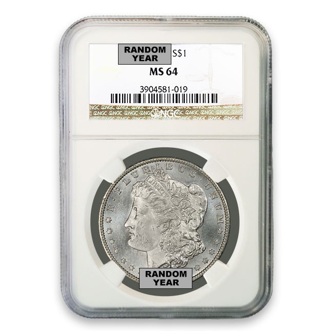 1878-1904 Morgan Silver Dollar Coin NGC MS64 (Random Dates) Obverse