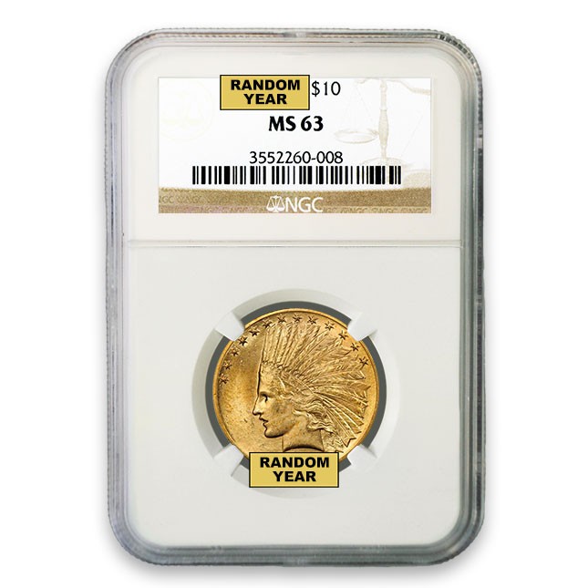 $10 Indian Gold Eagle NGC MS63 (Random)