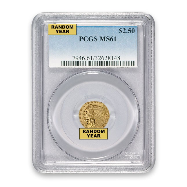 $2.50 Indian Gold Quarter Eagle PCGS MS61 Obverse