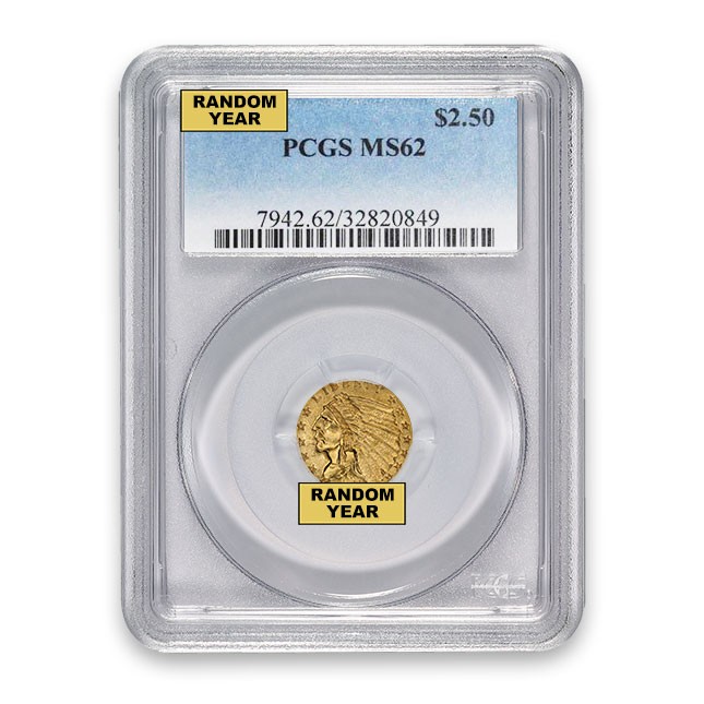$2.50 Indian Gold Quarter Eagle PCGS MS62 (Random)