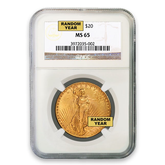 $20 Gold Saint Gaudens Double Eagle Coin NGC MS65