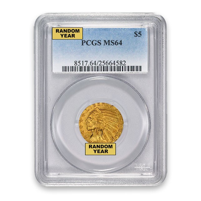 $5 Indian Gold Half Eagle PCGS MS64 Obverse