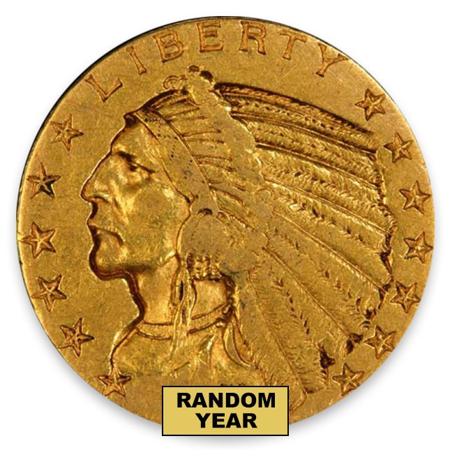 $5 Indian Gold Half Eagle Very Fine (VF) Random