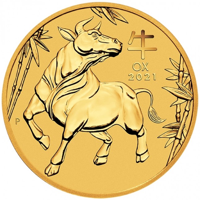 2021 Australia 1/4 oz Gold Lunar Ox Coin (BU)