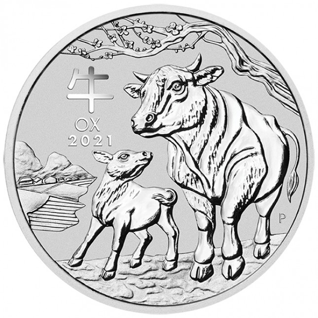 2021 Australia 1/2 Oz Silver Lunar Ox Coin (BU)