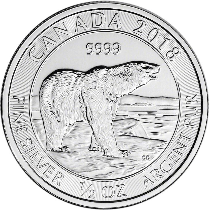2018 1/2 oz Silver Canadian $2 Polar Bear Coin BU 