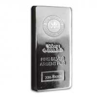 100 Oz Royal Canadian Mint (RCM) Silver Bar Front