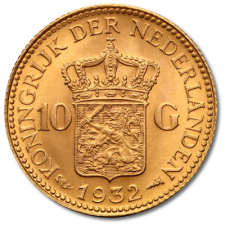 Netherlands Gold 10 Guilders (Avg. Circ)