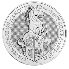 2021 UK 10 Oz Silver The White Horse of Hanover BU (Queen's Beasts Series)