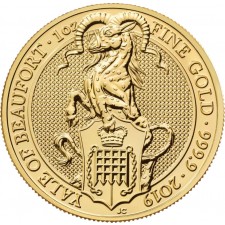 2019 UK 1 Oz Gold The Yale of Beaufort BU (Queen's Beasts Series)
