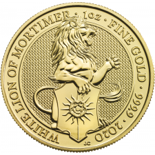 2020 UK 1 Oz Gold The White Lion of Mortimer BU (Queen's Beasts Series)