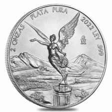 2022 2 Oz Mexican Silver Libertad Coin (BU)