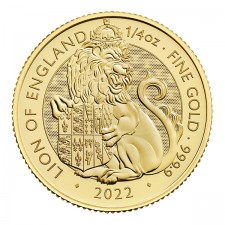 2022 UK 1/4 Oz Gold Royal Tudor Beasts Lion of England (BU) 