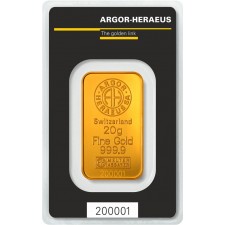 20 Gram Argor-Heraeus Gold Bar (In Assay)
