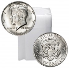 Tube of 90% Silver 1964 Kennedy Half Dollars Brilliant Uncirculated (BU) - $10 Face Value