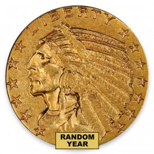 $5 Indian Half Eagle About Uncirculated (AU) Random