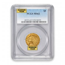 $5 Indian Gold Half Eagle PCGS MS62 (Random)
