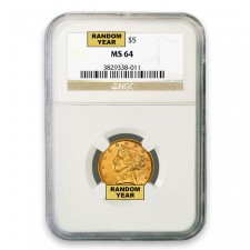 $5 Liberty Gold Half Eagle NGC MS64 Obverse
